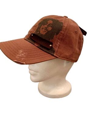Bob Marley Hat Brown Distressed Buckleback Adjustable Cotton